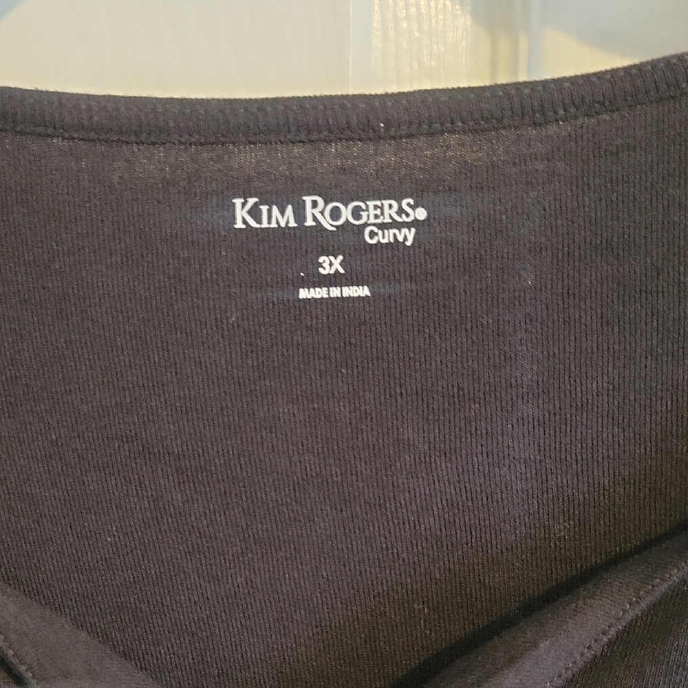 Kim Rogers Sz3X Curvy Winter Black Long Sleeve Top w/Snowflake Chrystal Details - Picture 2 of 5